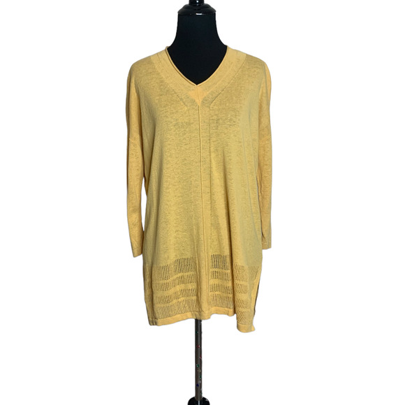 Rachel Zoe yellow v neck sweater size Small - Picture 1 of 11